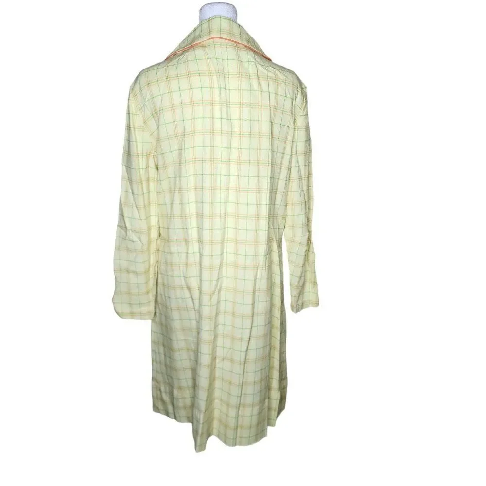 Vintage 60s Long Sleeve Jacket Dress Womens Size L Yellow Double breasted Window - Picture 3 of 4